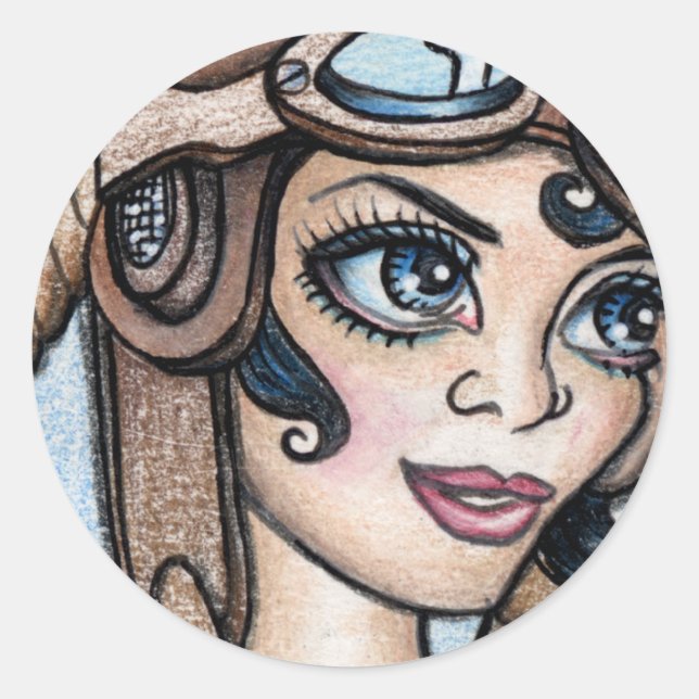 Airship Pilot Steamface Classic Round Sticker (Front)