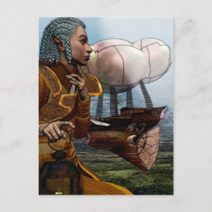 Airship Steampunk Postcard