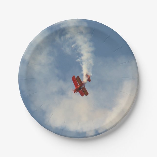 Airshow Stunt Biplane Paper Plate (Front)