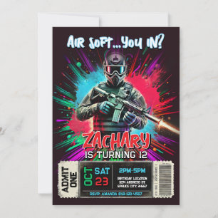 Airsoft Birthday Invitation Action-Packed Invite