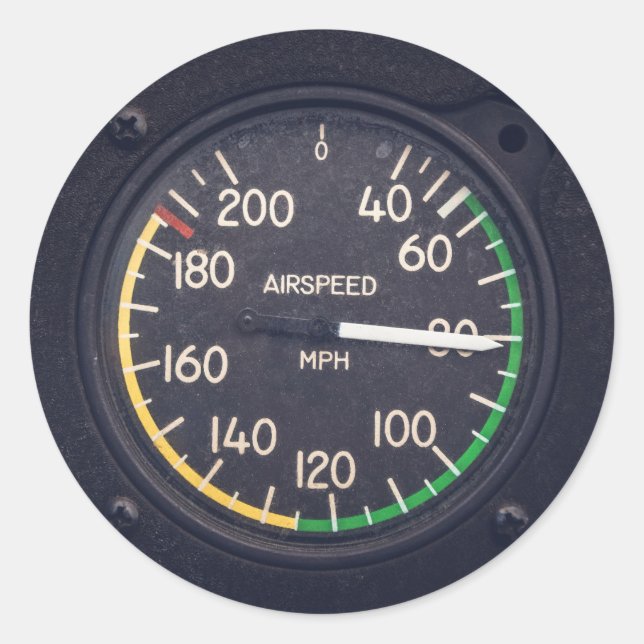 Airspeed Gauge Classic Round Sticker (Front)