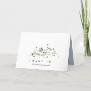Airy Blue Floral Bridal Shower Photo Thank You Card