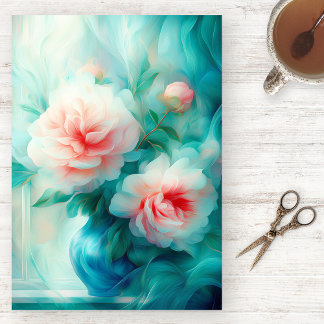 Airy Blue Floral Watercolor Tissue Paper