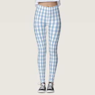 Airy Blue Gingham Check Leggings