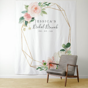 Airy Blush Bridal Shower Backdrop Photo Booth Tapestry