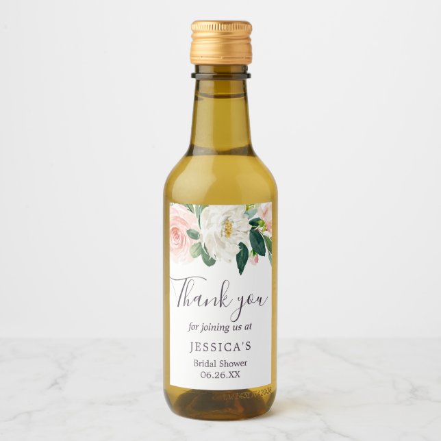 Airy Blush Mini Wine Bottle Labels (Front)