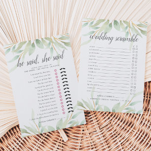 Airy Botanical Double-Sided Bridal Shower Game Invitation