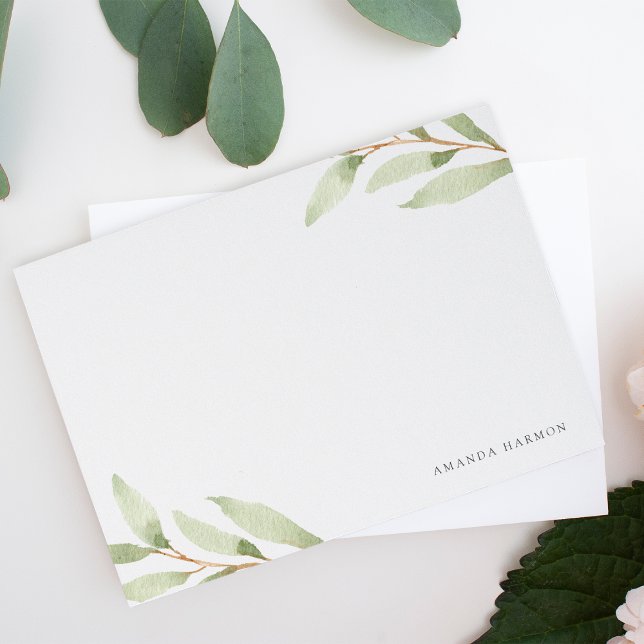 Airy Botanical Personalised Stationery Flat Card (Creator Uploaded)