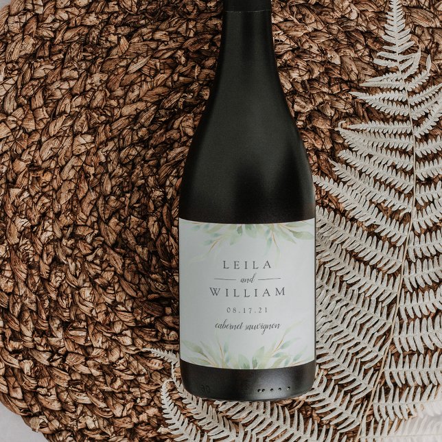 Airy Botanical | Personalised Wedding Wine Label (Creator Uploaded)