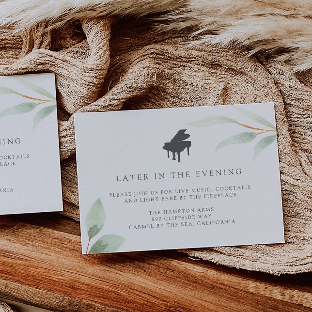 Airy Botanical Piano Live Music Reception Cards (Creator Uploaded)