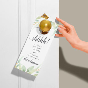 Airy Botanical Wedding Welcome/Do Not Disturb Door Hanger