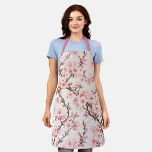 Airy Cherry Blossom Botanical Art Apron