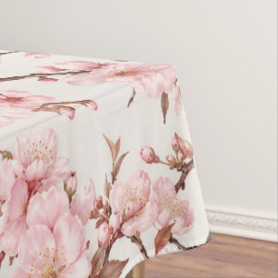 Airy Cherry Blossom Botanical Art Tablecloth