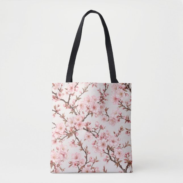Airy Cherry Blossom Botanical Art Tote Bag (Front)