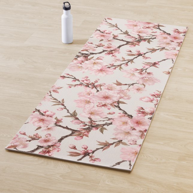 Airy Cherry Blossom Botanical Art Yoga Mat (In Situ)