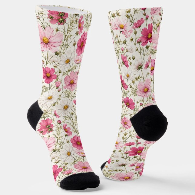 Airy Cosmos Flower Stems Socks (Angled)