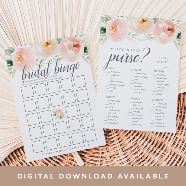 Airy Floral Double-Sided Bridal Shower Game Card (Creator Uploaded)