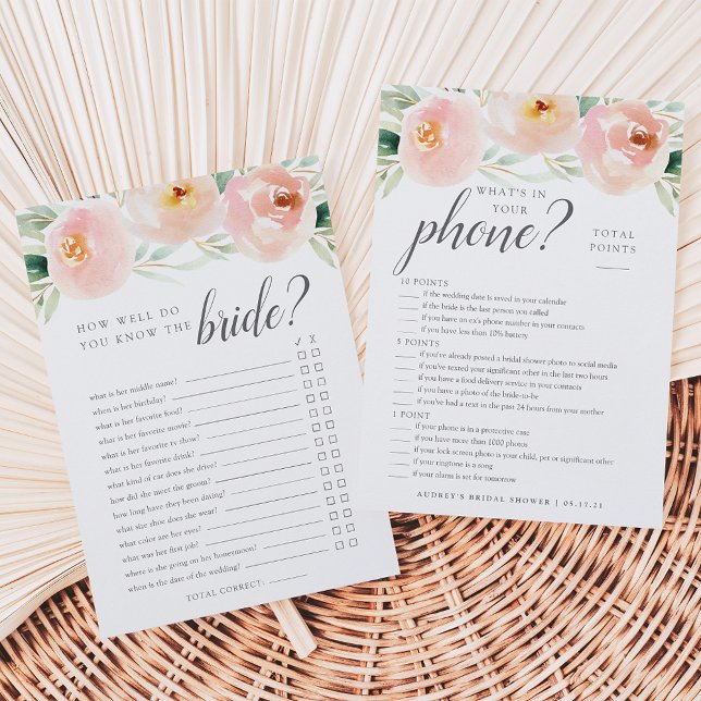 Airy Floral Double-Sided Bridal Shower Game Invitation (Creator Uploaded)