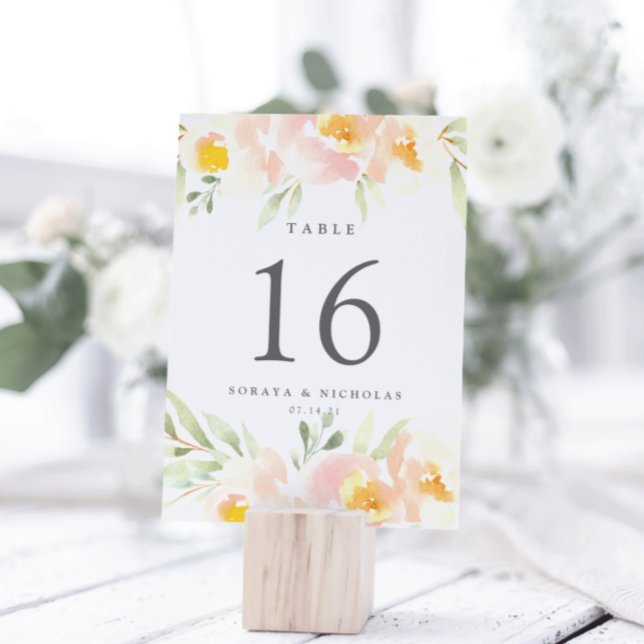 Airy Floral Personalised Table Number Card (Creator Uploaded)