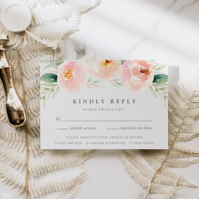 Airy Floral RSVP Card with Meal Choice (Creator Uploaded)