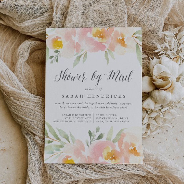 Airy Floral Virtual Baby or Bridal Shower By Mail Invitation (Creator Uploaded)