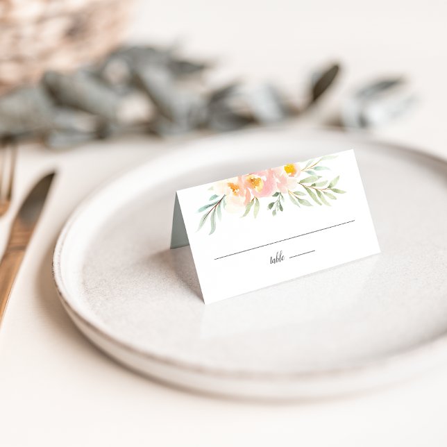 Airy Floral Wedding Place Card (Creator Uploaded)