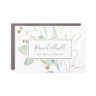 Airy Greenery and Gold Leaf Business Card