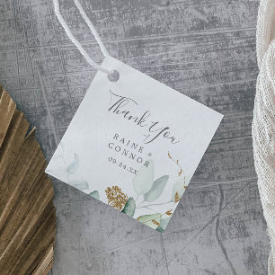 Airy Greenery and Gold Leaf Thank You Favour Tags