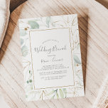 Airy Greenery and Gold Leaf Wedding Brunch Invitation<br><div class="desc">This airy greenery and gold leaf wedding brunch invitation is perfect for a modern wedding event. The elegant botanical design features light and airy watercolor eucalyptus accented with whimsical gold glitter leaves.</div>