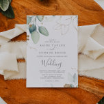Airy Greenery and Gold Leaf Wedding Invitation<br><div class="desc">This airy greenery and gold leaf wedding invitation card is perfect for a modern wedding. The elegant botanical design features light and airy watercolor eucalyptus accented with whimsical gold glitter leaves.</div>