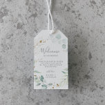 Airy Greenery and Gold Leaf Wedding Welcome Gift Tags<br><div class="desc">These airy greenery and gold leaf wedding welcome gift tags are perfect for a modern wedding. The elegant botanical design features light and airy watercolor eucalyptus accented with whimsical gold glitter leaves. Personalize the tags with the location of your wedding, a short welcome note, your names, and wedding date. These...</div>