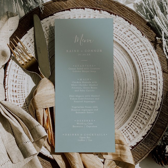 Airy Greenery Coordinate Wedding Dinner Menu (Creator Uploaded)