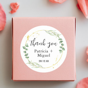 Airy Greenery Personalised Thank You Wedding Classic Round Sticker