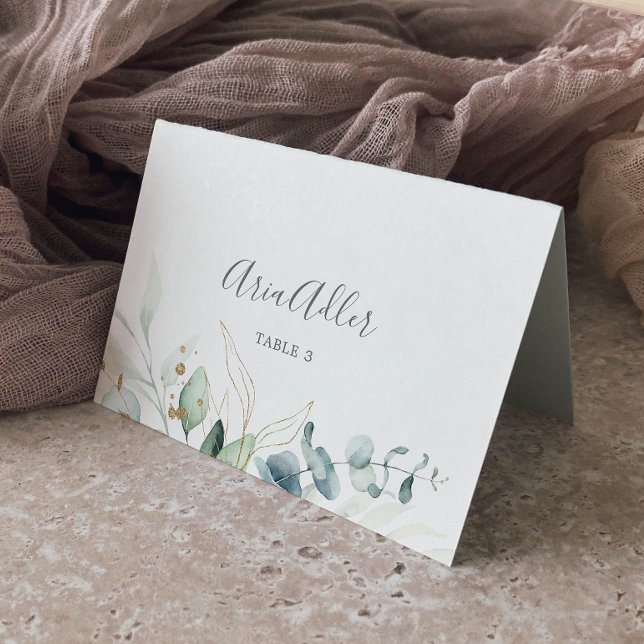 Airy Greenery Printable Wedding Place Cards (Creator Uploaded)