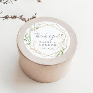 Airy Greenery Thank You Wedding Favour Sticker