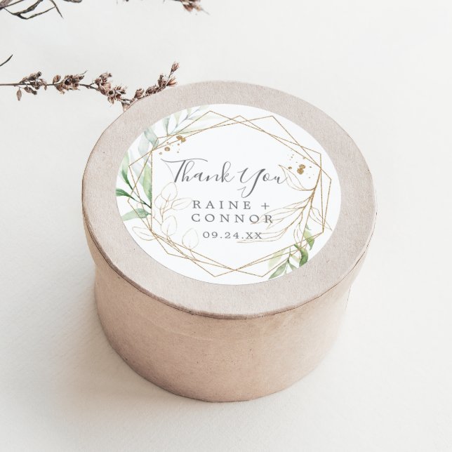 Airy Greenery Thank You Wedding Favour Sticker (Creator Uploaded)