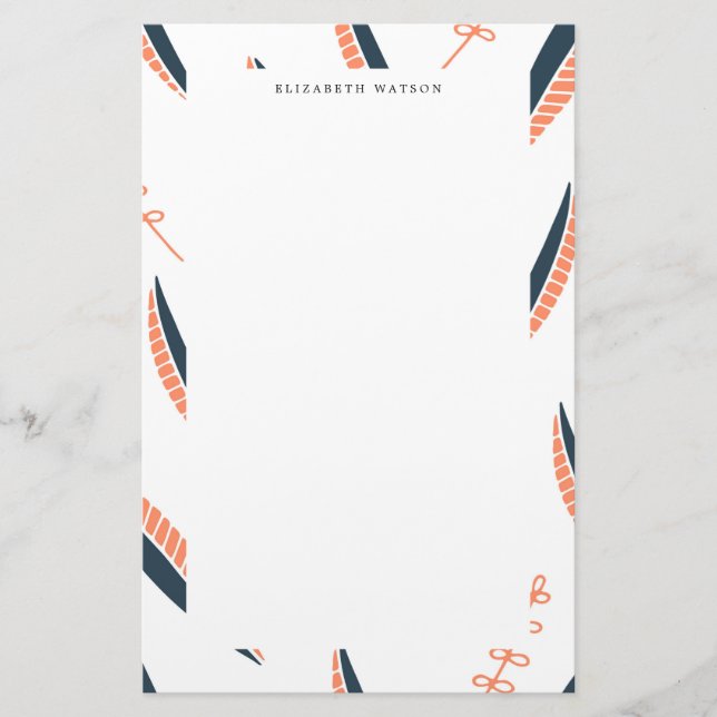 Airy Leaves | Monogram Stationery (Front)