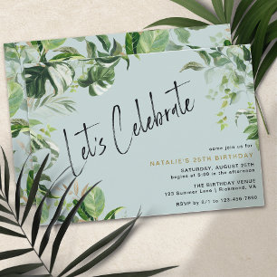 Airy Light Blue Tropical Summer Any Age Birthday Invitation