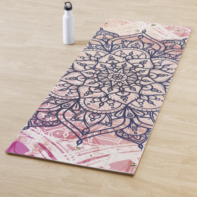 Airy Mandala Happy Pink Purple Yellow Blue & Gold Yoga Mat (In Situ)