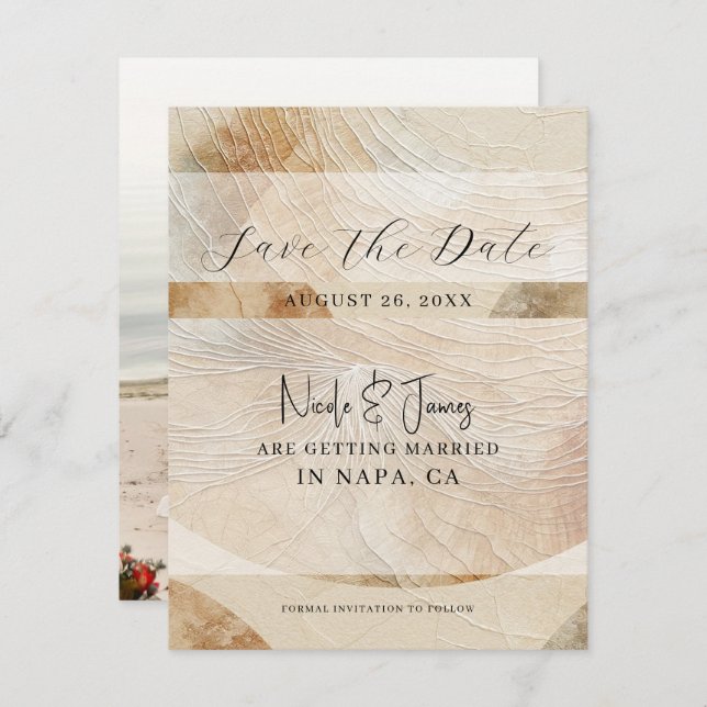 Airy Neutral Natural Element Boho Save the Date Invitation (Front/Back)