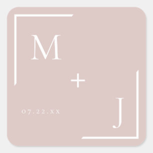 Airy Pastel Dusty Blush  Monogram Sticker