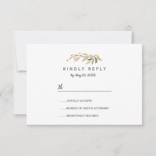Airy pink meadow wild Flowers Wedding RSVP Card