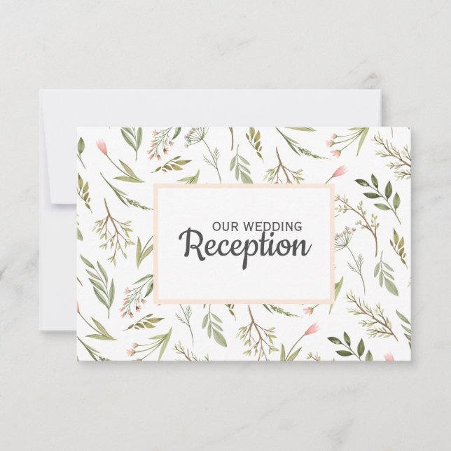 Airy pink wild meadow flower WEDDING RECEPTION RSVP Card (Front)