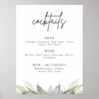 Airy Purple and Green Floral, Party Drink Menu