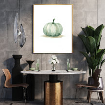 Airy Sage Green Pumpkin Wall Art | Minimalist