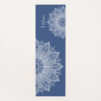 Airy White Mandalas Blue Personalised Prayer Or Yoga Mat
