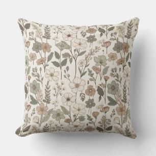 Airy Wildflowers in Cream & Sage Cushion