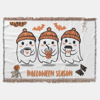 aison Halloween – fantômes café mignons Throw Blanket