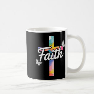 Aith Cross With Butterflies Christian Coffee Mug