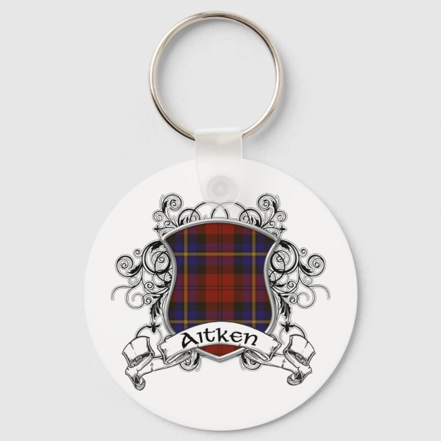 Aitken Tartan Shield Key Ring (Front)